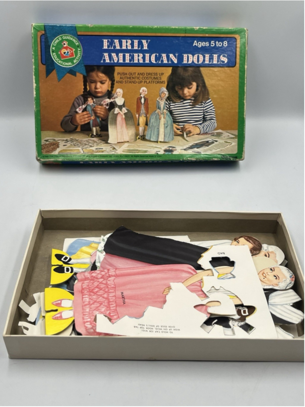 VTG Early American Dolls Paper Doll Set 1969 Child Guidance Uncut Stand-Up Bases